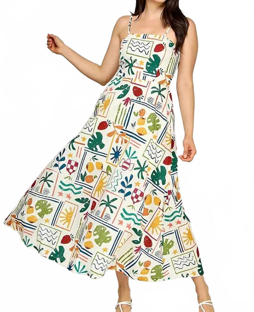 NEW RUBIENN mosaic midi dress in ivory multi